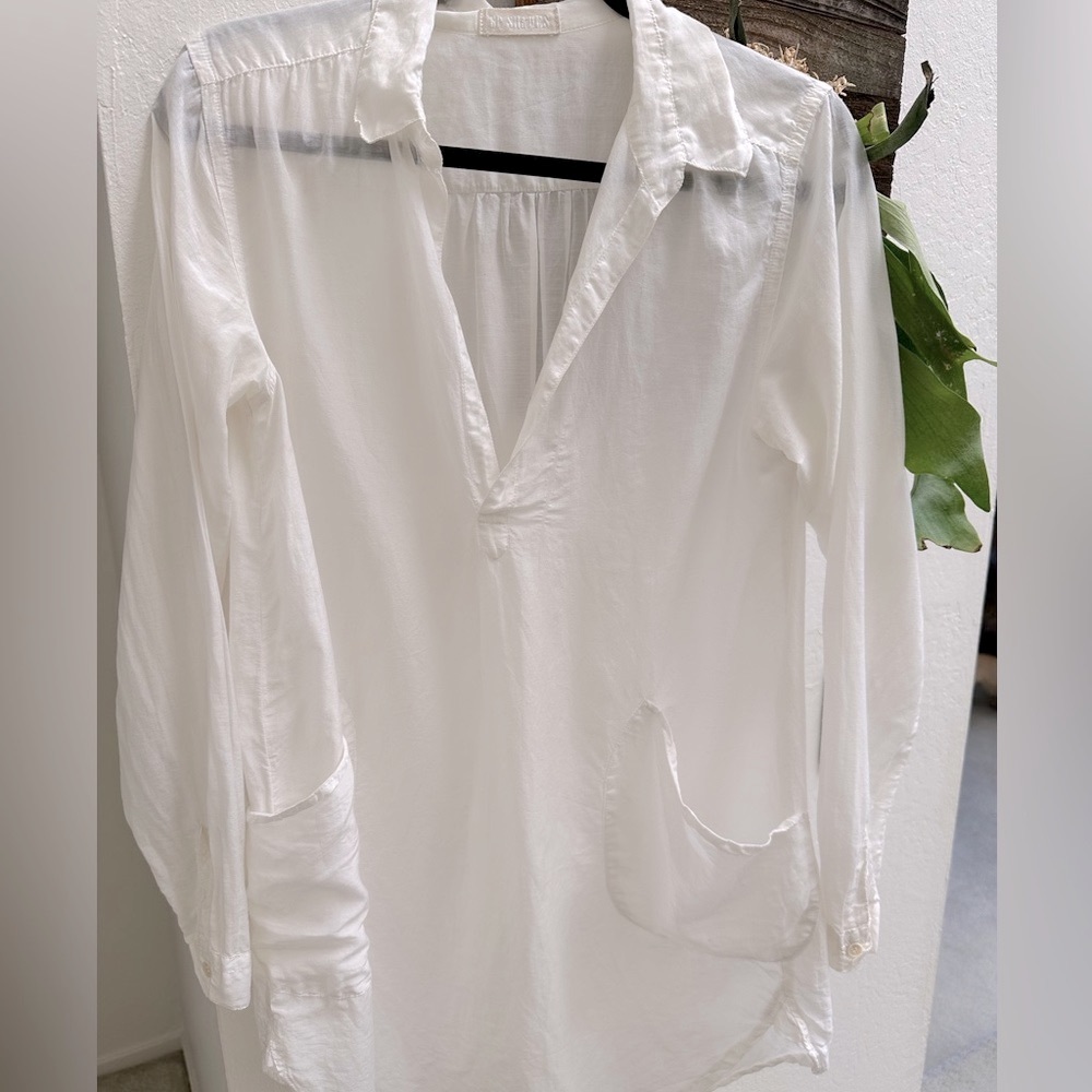 CP Shades gorgeous silk cotton blend long sleeve tunic top blouse.
